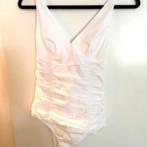 New Zara white ruched bodysuit